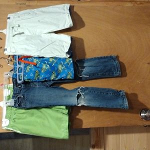 Lot of Boys Shorts&Jeans Blue&Green Childrens Place Penguin Lightning Bug Sz 5&6